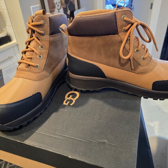 NEW MENS SZ 12 CHESTNUT UGG EMMETT 1115834 LEATHER WATERPROOF WINTER DUCK BOOTS - Picture 4 of 15
